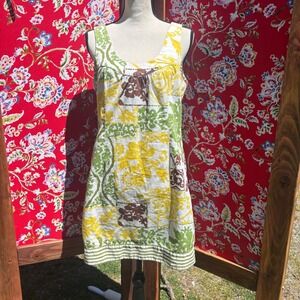 Tori Richard Bright Multicolor Boho Vacation Knee Length Dress Women's Size 8